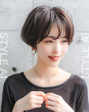 丸みシルエットが上品に映えるマッシュショート